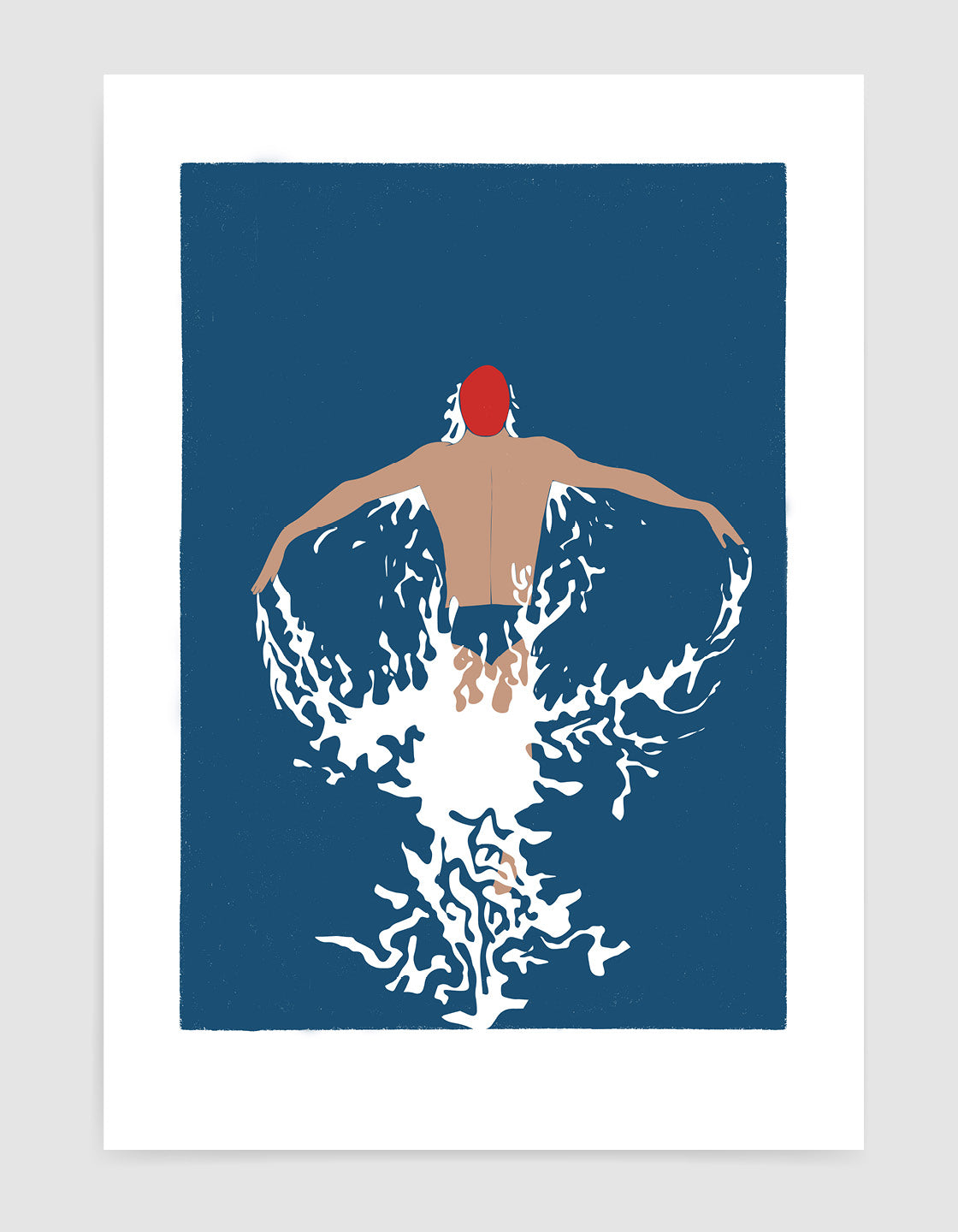 A vibrant Butterfly swim print showcasing a swimmer in motion, perfect for modern decor.