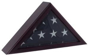 Cadet III Flag Display Case showcasing a 3ft x 5ft flag, crafted from solid wood with a glass front and rich finish.