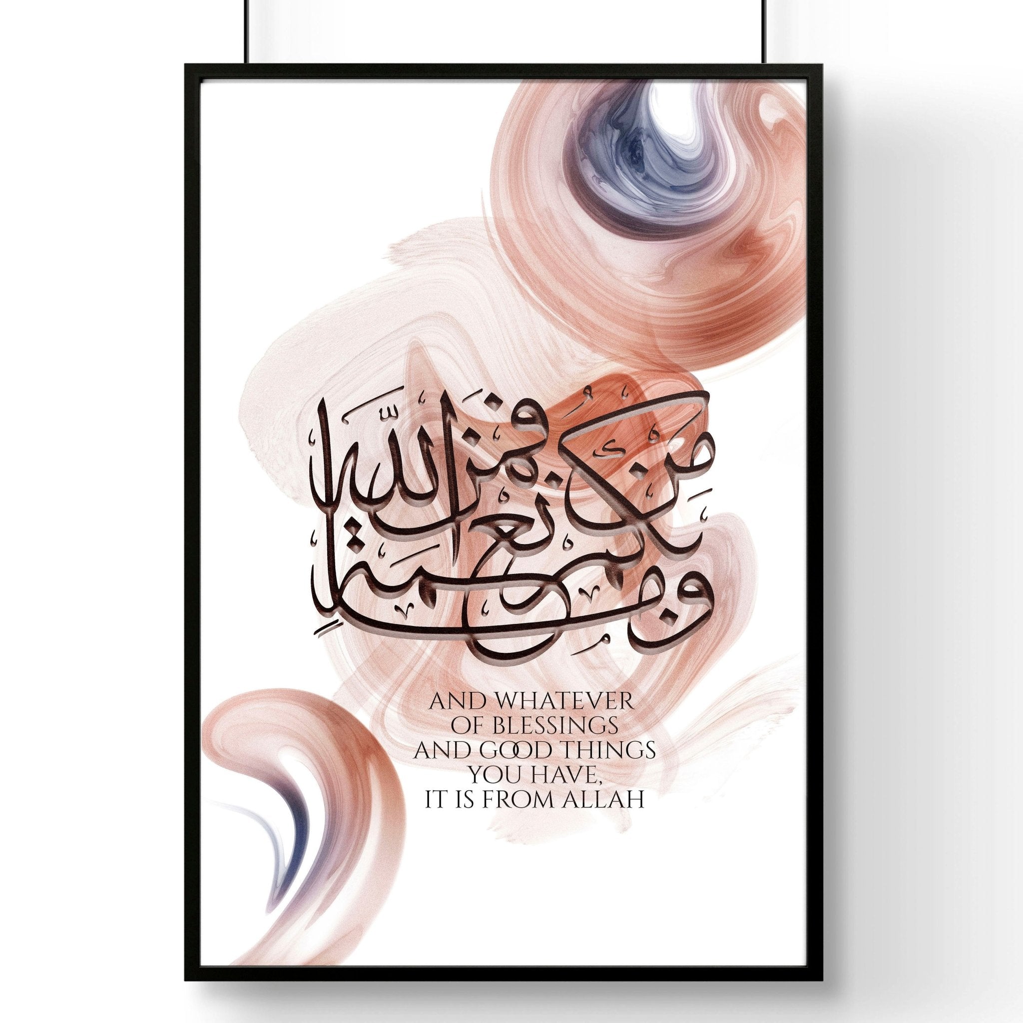 A beautifully crafted Calligraphy Arabic Art wall print showcasing intricate Arabic script in vibrant colors, perfect for home decor.