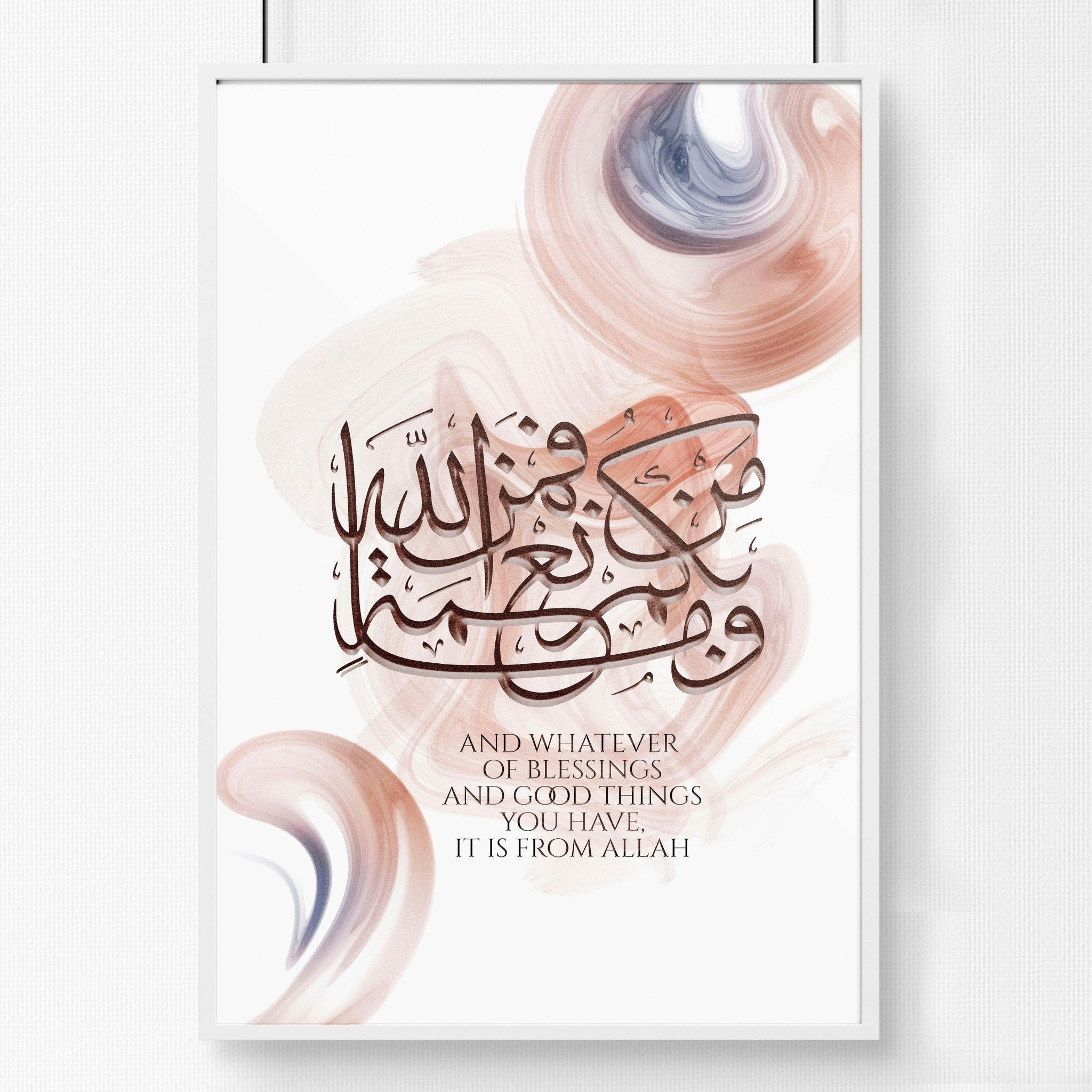 A beautifully crafted Calligraphy Arabic Art wall print showcasing intricate Arabic script in vibrant colors, perfect for home decor.