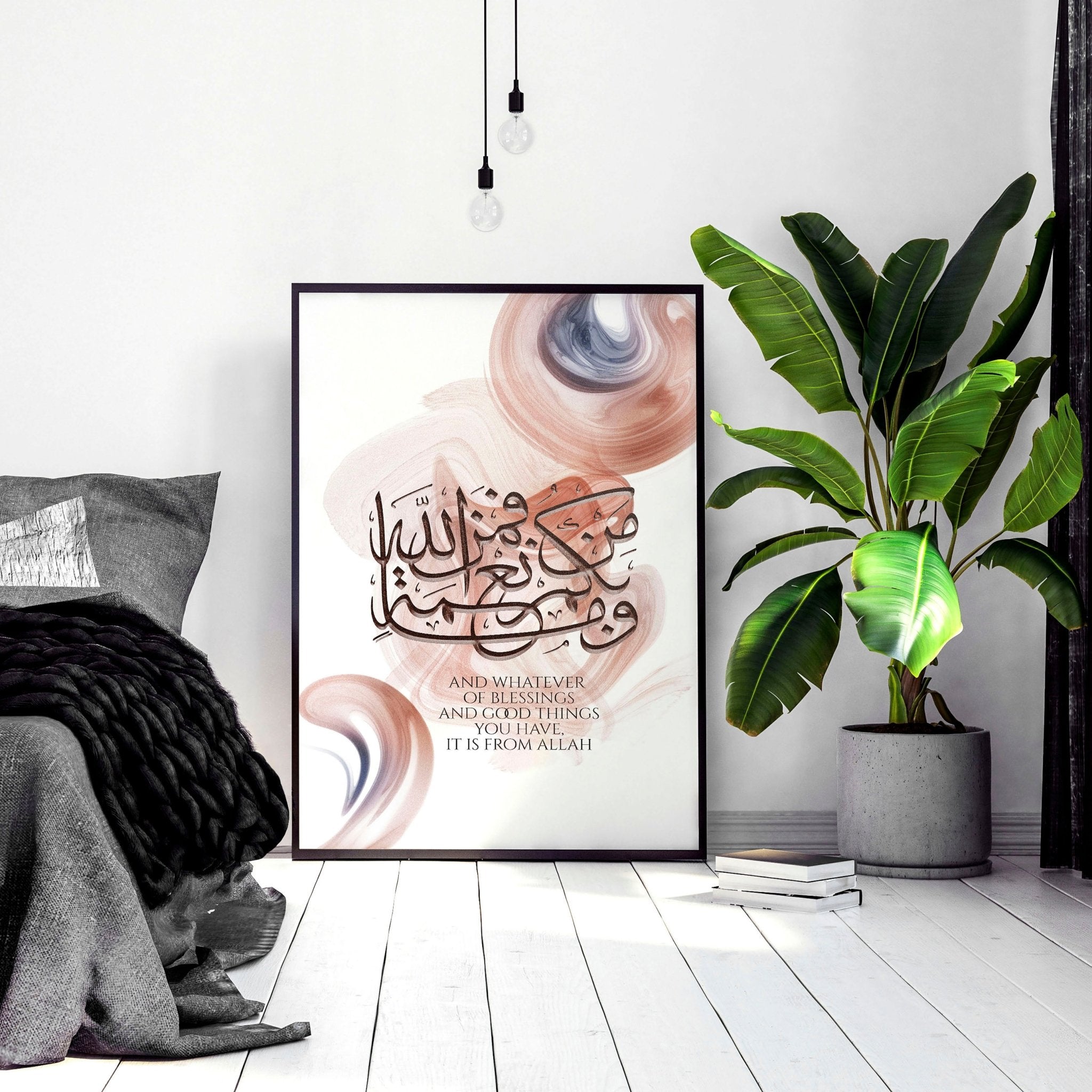 A beautifully crafted Calligraphy Arabic Art wall print showcasing intricate Arabic script in vibrant colors, perfect for home decor.