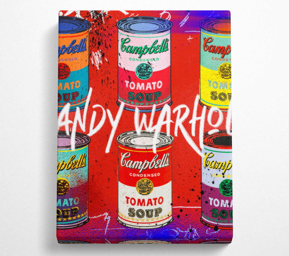 Campbells Soup Tin art printed on coated polyester canvas, mounted on a 44mm box frame, ready to hang.