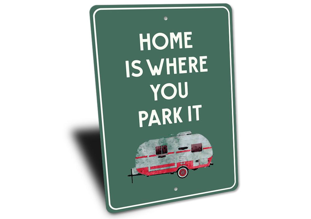 Customizable Camper Sign made from high-quality aluminum, featuring pre-drilled holes for easy mounting, perfect for home decor.