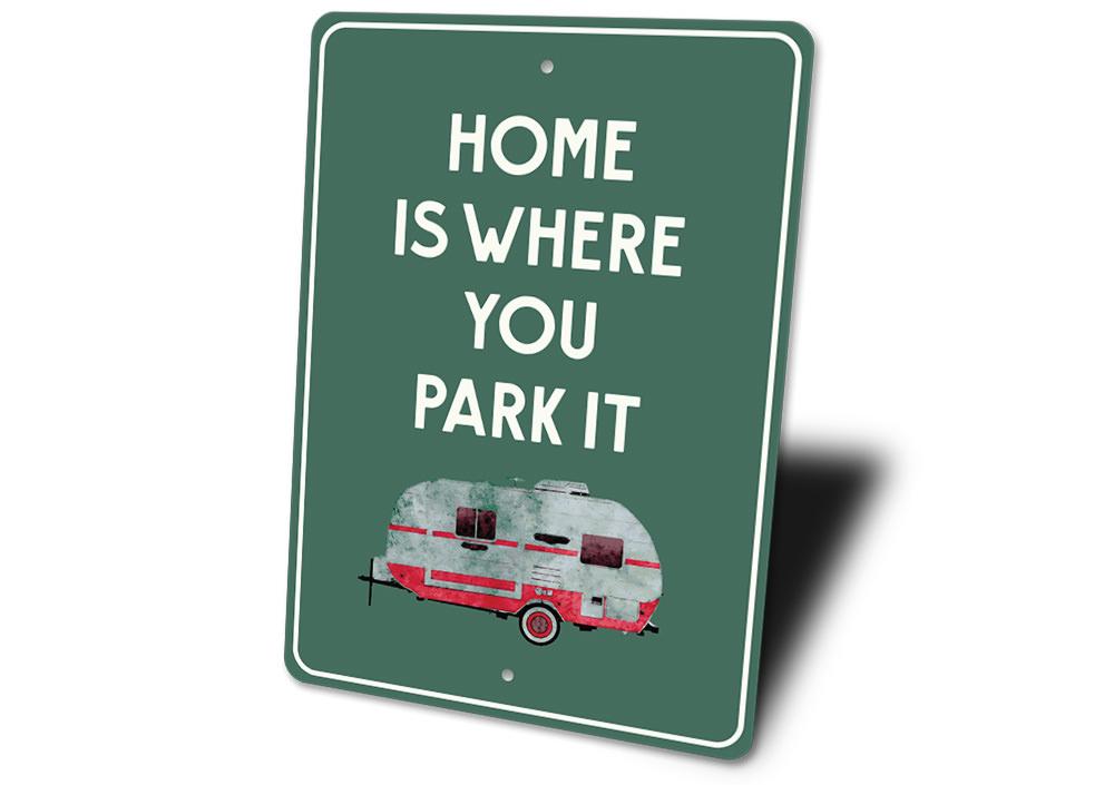 Customizable Camper Sign made from high-quality aluminum, featuring pre-drilled holes for easy mounting, perfect for home decor.