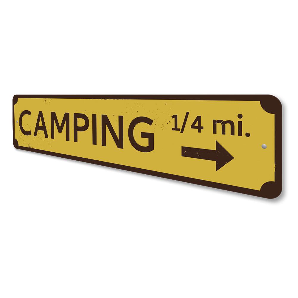 Customizable Camping Mileage Sign made from high-quality aluminum, featuring pre-drilled holes for easy mounting.