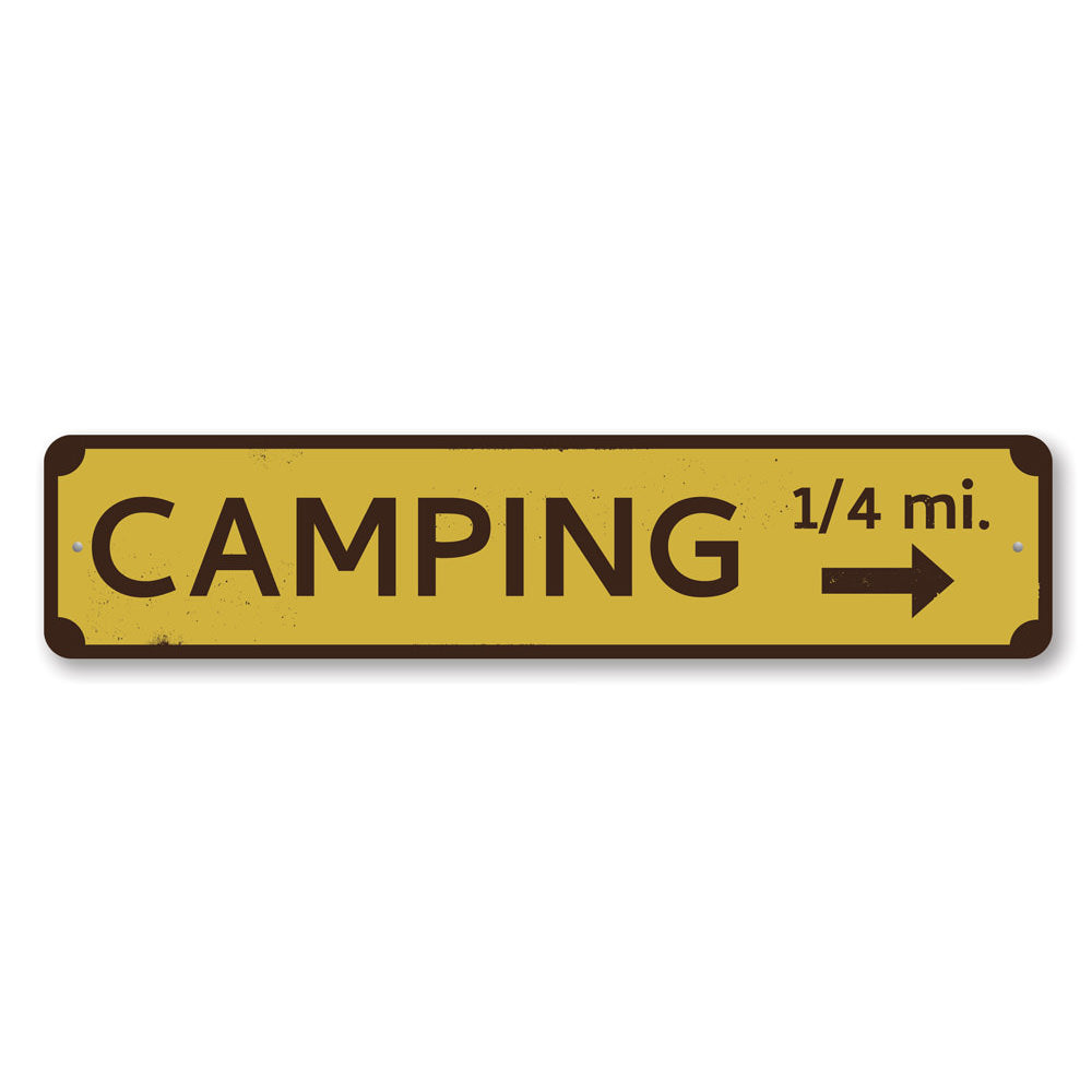 Customizable Camping Mileage Sign made from high-quality aluminum, featuring pre-drilled holes for easy mounting.