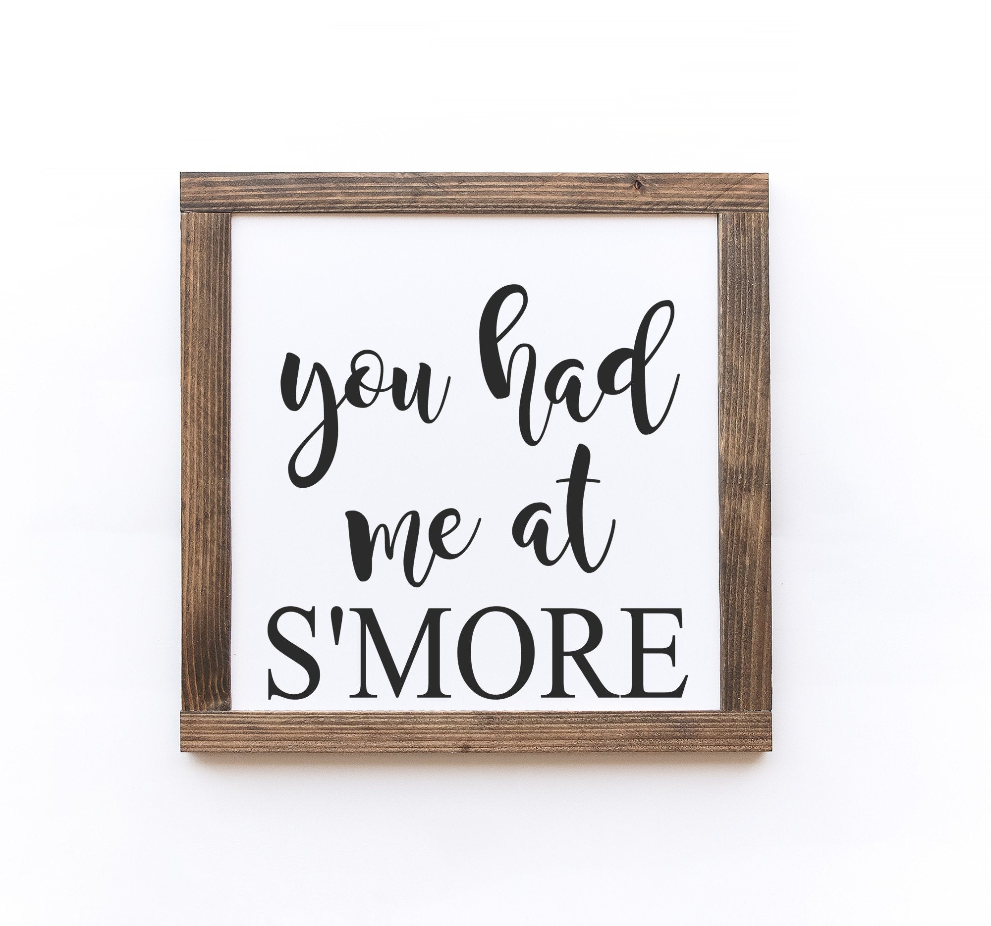 Handcrafted Camping Wood Signs in two sizes, featuring unique wood grain and matte white background.