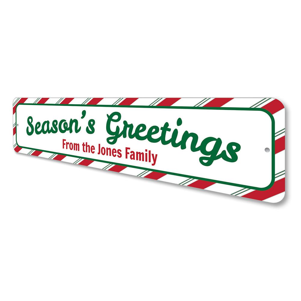 A colorful Candy Stripe Sign featuring festive designs, perfect for Christmas decorations, made from high-quality aluminum.