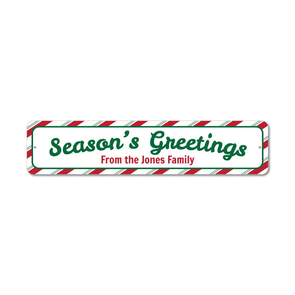 A colorful Candy Stripe Sign featuring festive designs, perfect for Christmas decorations, made from high-quality aluminum.