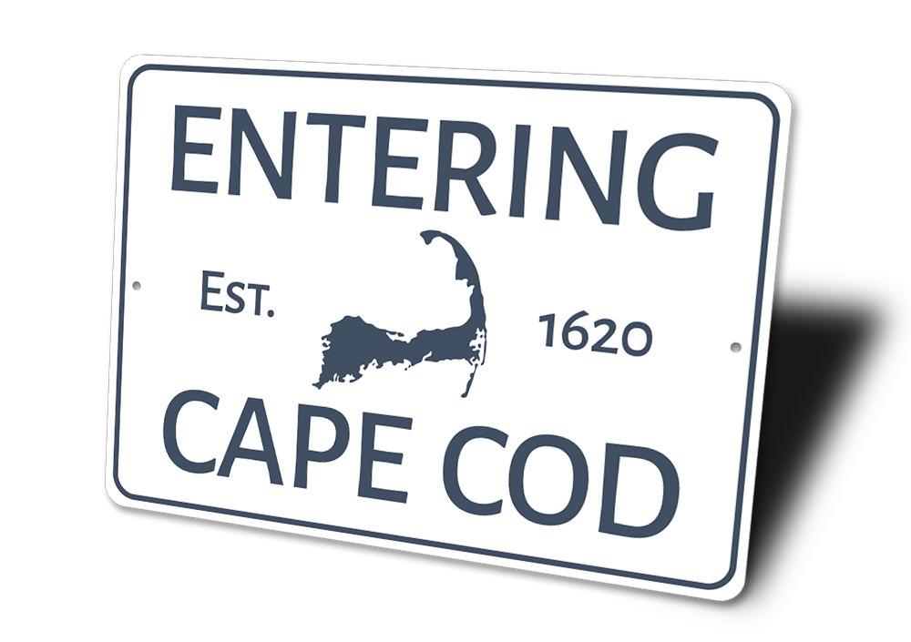 Cape Cod Entrance Sign made of high-quality aluminum, featuring customizable text and pre-drilled holes for easy mounting.