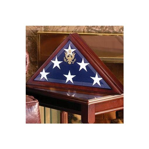 Elegant Capitol Flag and Display Case showcasing a 5' x 9.5' flag with a glass front and heirloom cherry finish.