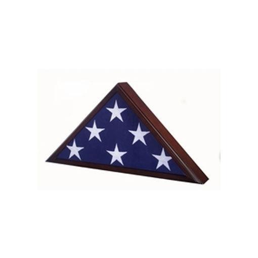 Capitol Flag Case displaying a 3' x 5' flag in Cherry finish, wall-mounted.