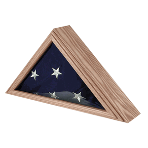 Capitol Flag Case made of solid oak, designed to hold a 3ft x 5ft flag, featuring a glass front and removable back panel.