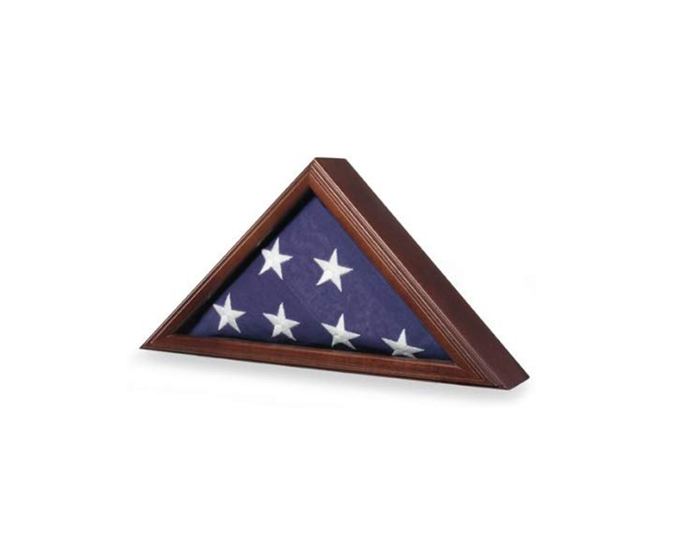 Capitol Flag Case made of high-quality wood, displaying a 3 x 5 flag with a glass front for protection.