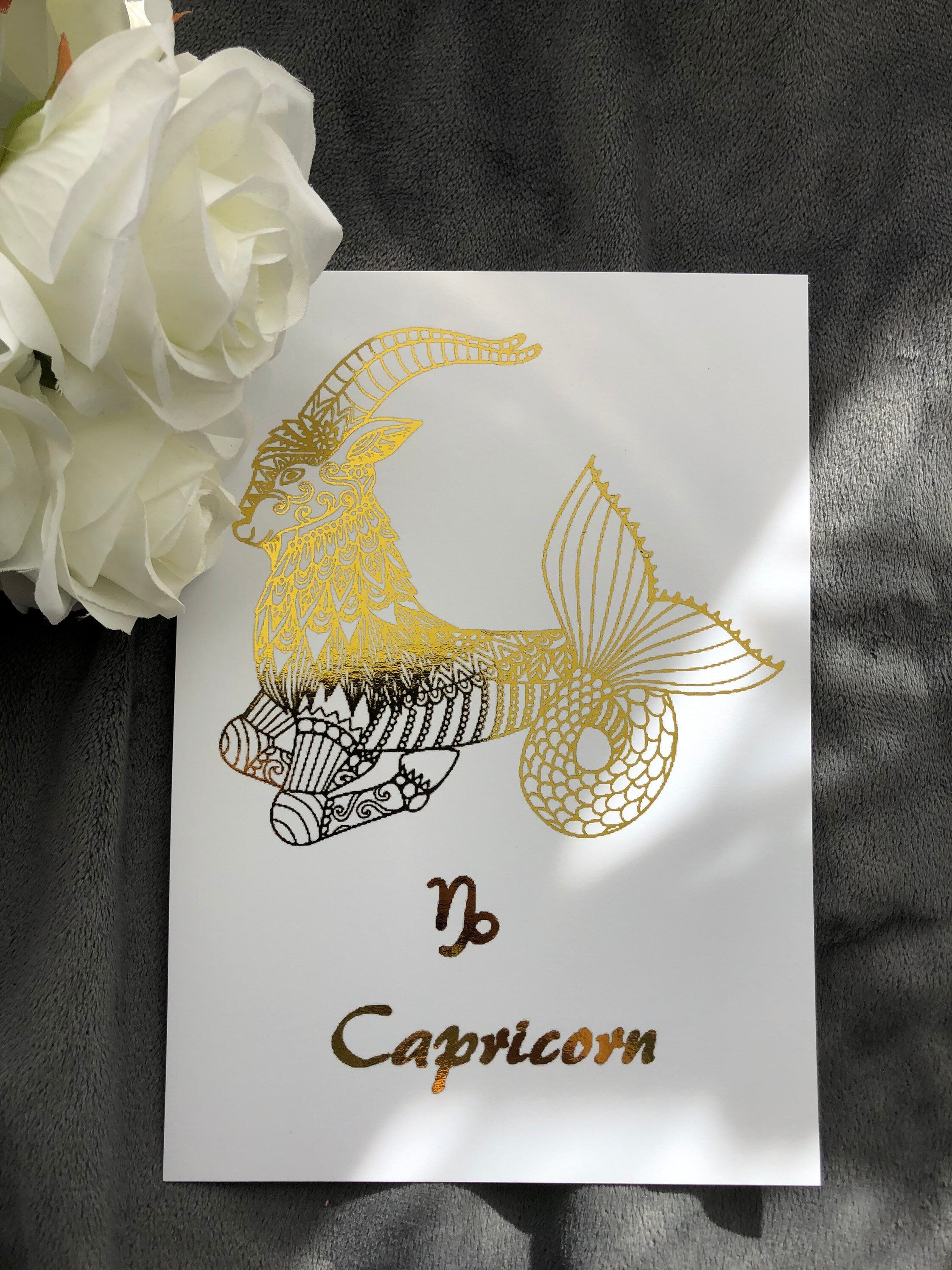 Elegant Capricorn Star Sign Foil Print showcasing zodiac traits with a sophisticated design.