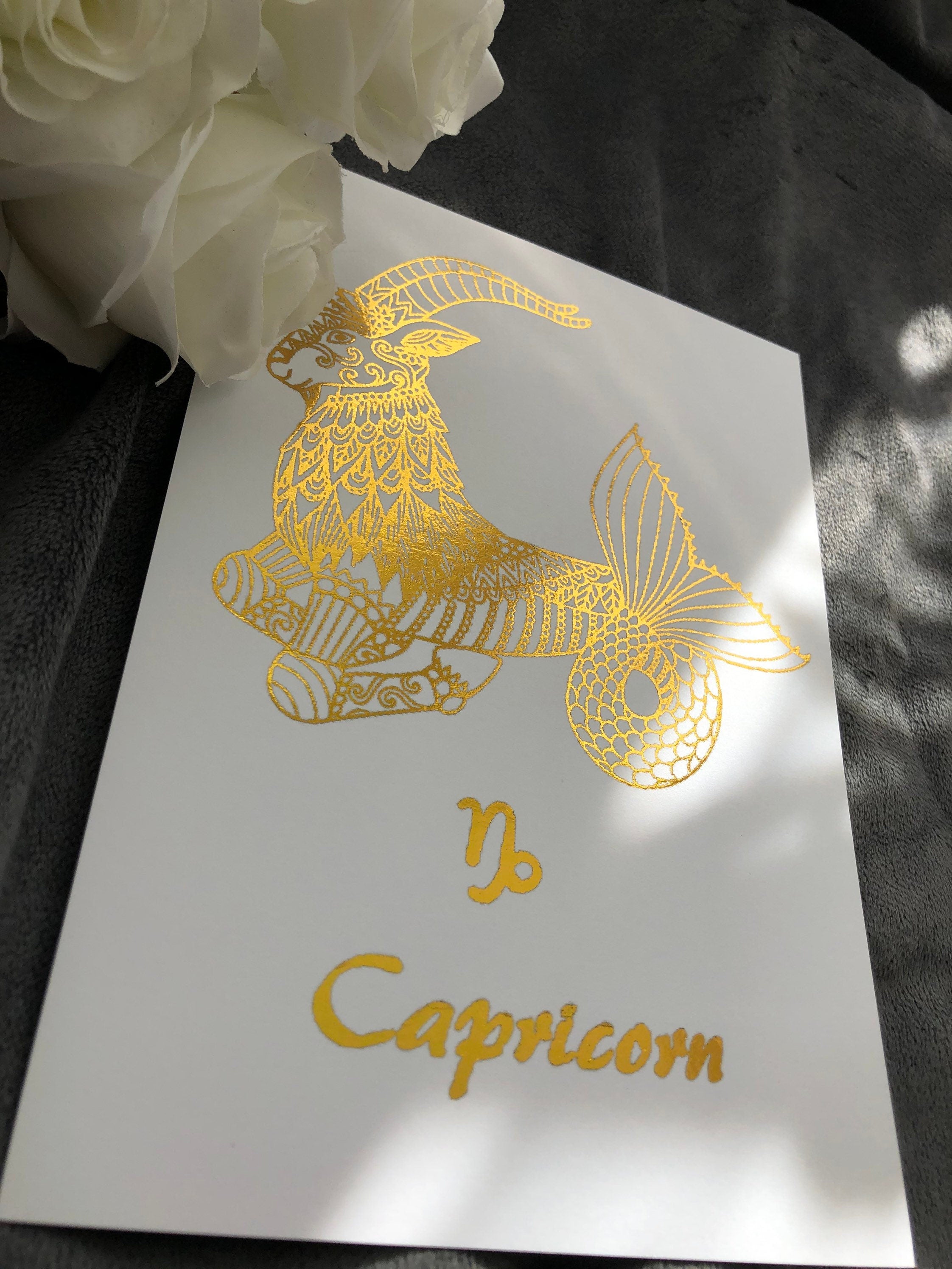 Elegant Capricorn Star Sign Foil Print showcasing zodiac traits with a sophisticated design.