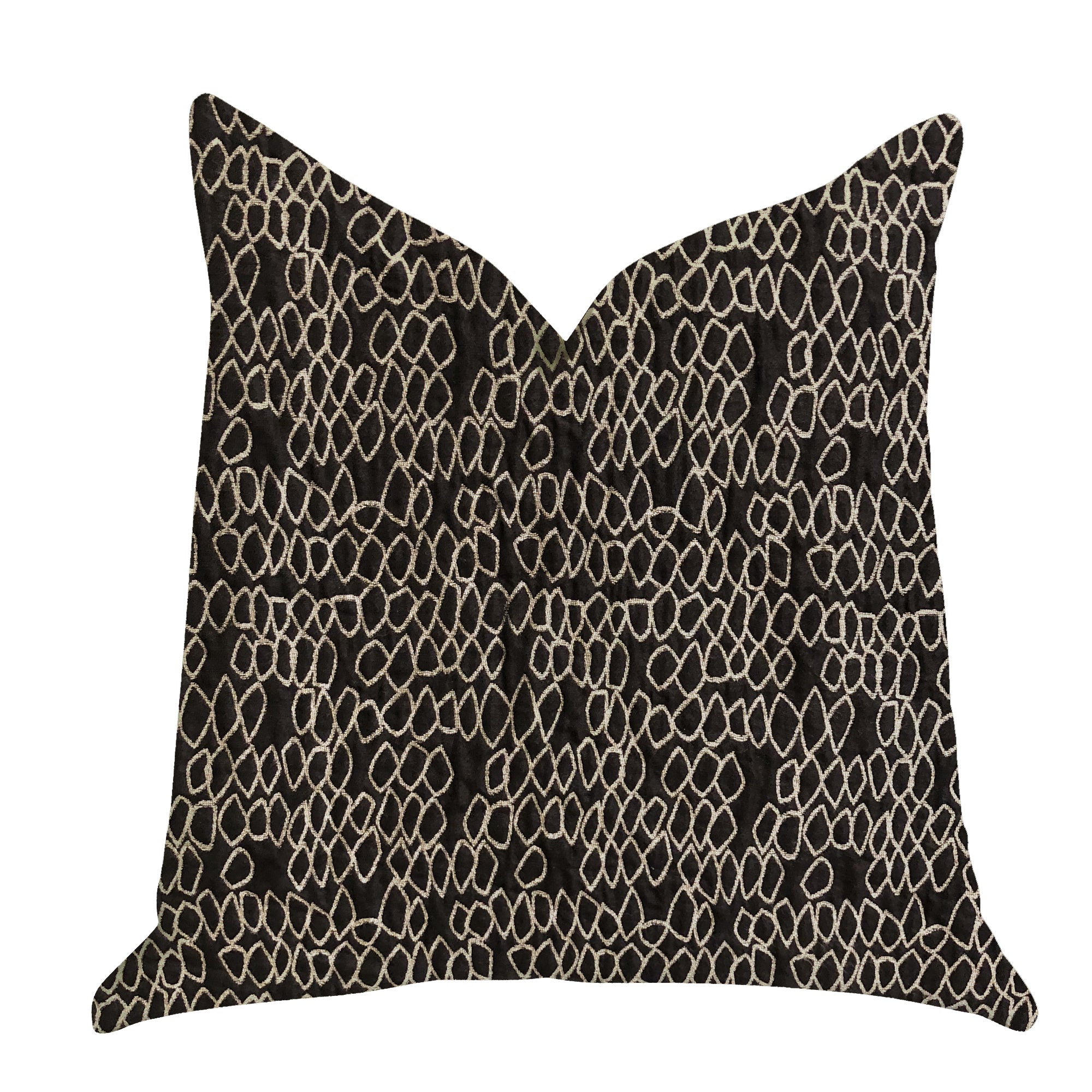 Carbonado Mine Luxury Throw Pillow in Black and White, featuring a stylish design with a blend of Polyester, Rayon, and Acrylic fabrics.