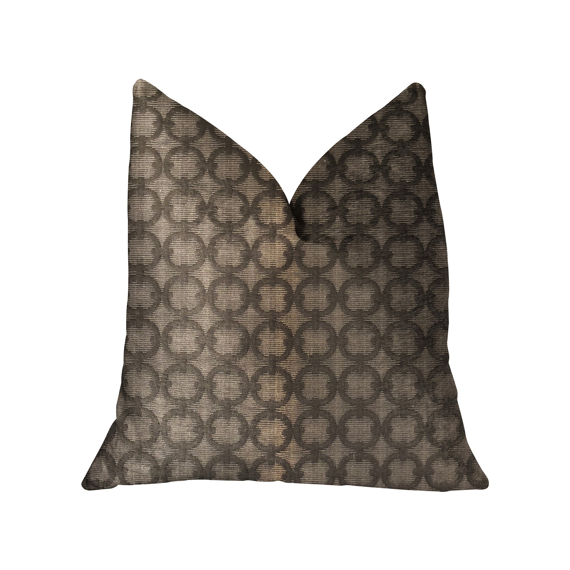 Cercles Dark Brown Luxury Throw Pillow with geometric pattern and invisible zipper, handmade in the USA.