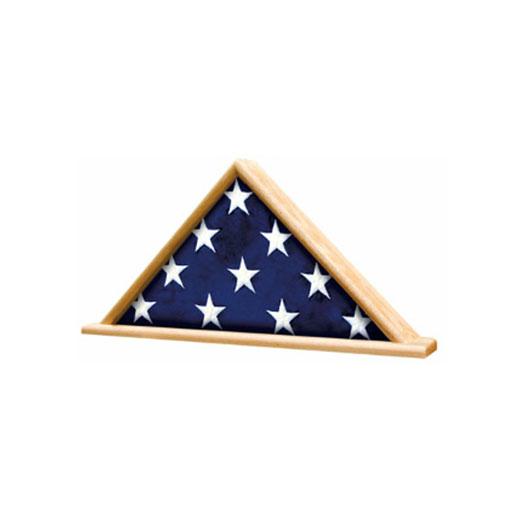 Ceremonial Flag Display Triangle made of solid oak or walnut, elegantly showcasing a 3' x 5' flag.