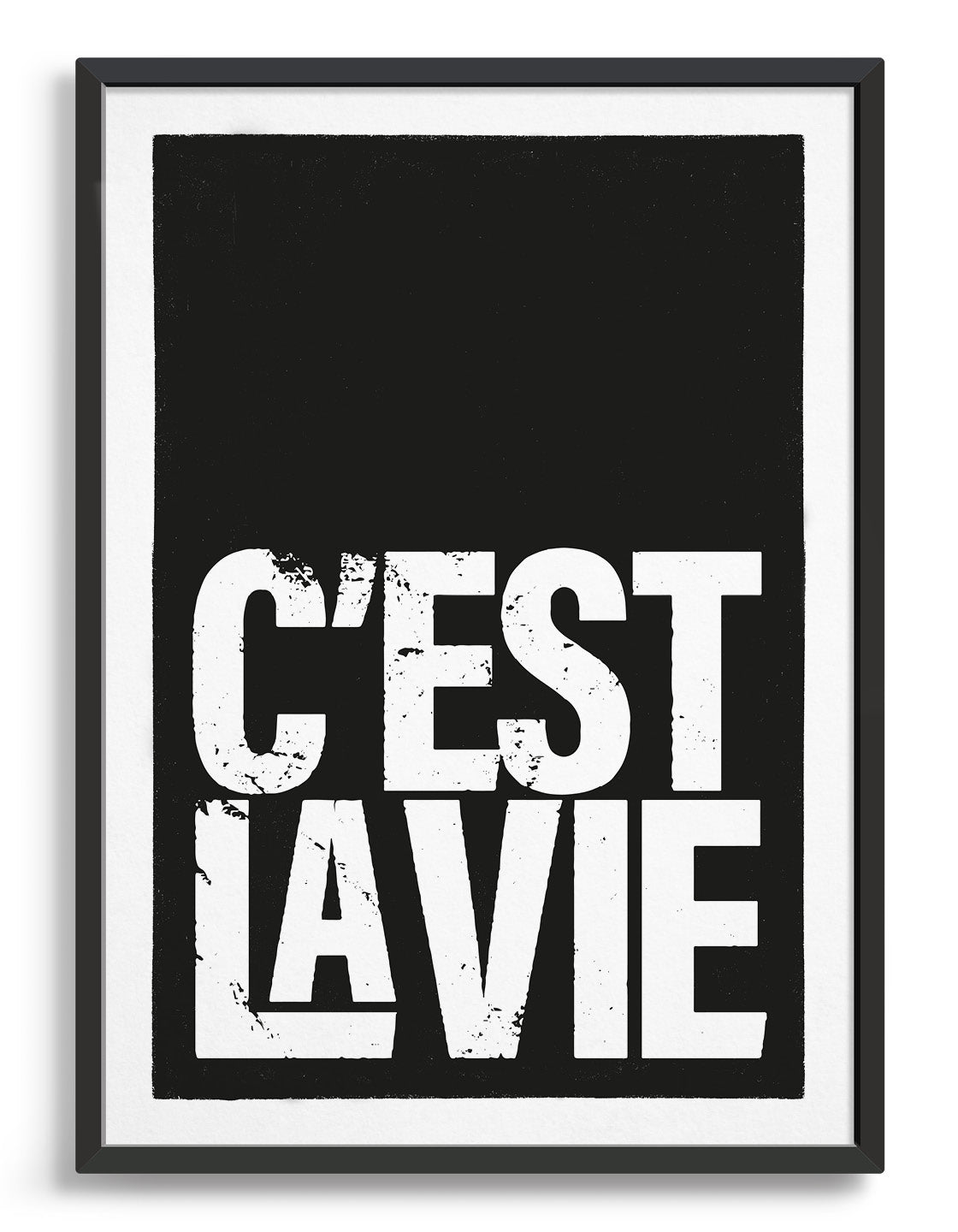 A stylish 'C'est la vie' print showcasing elegant typography, perfect for home decor.