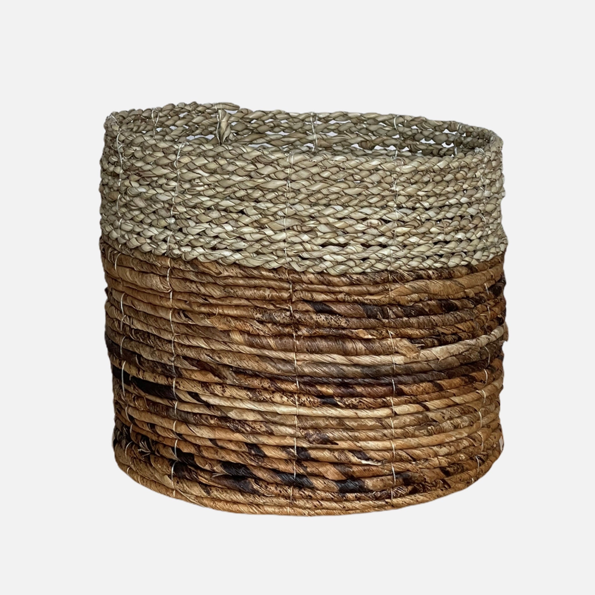 Large Asmara Basket Natural with intricate artisan patterns, perfect for plant pot cover or storage.