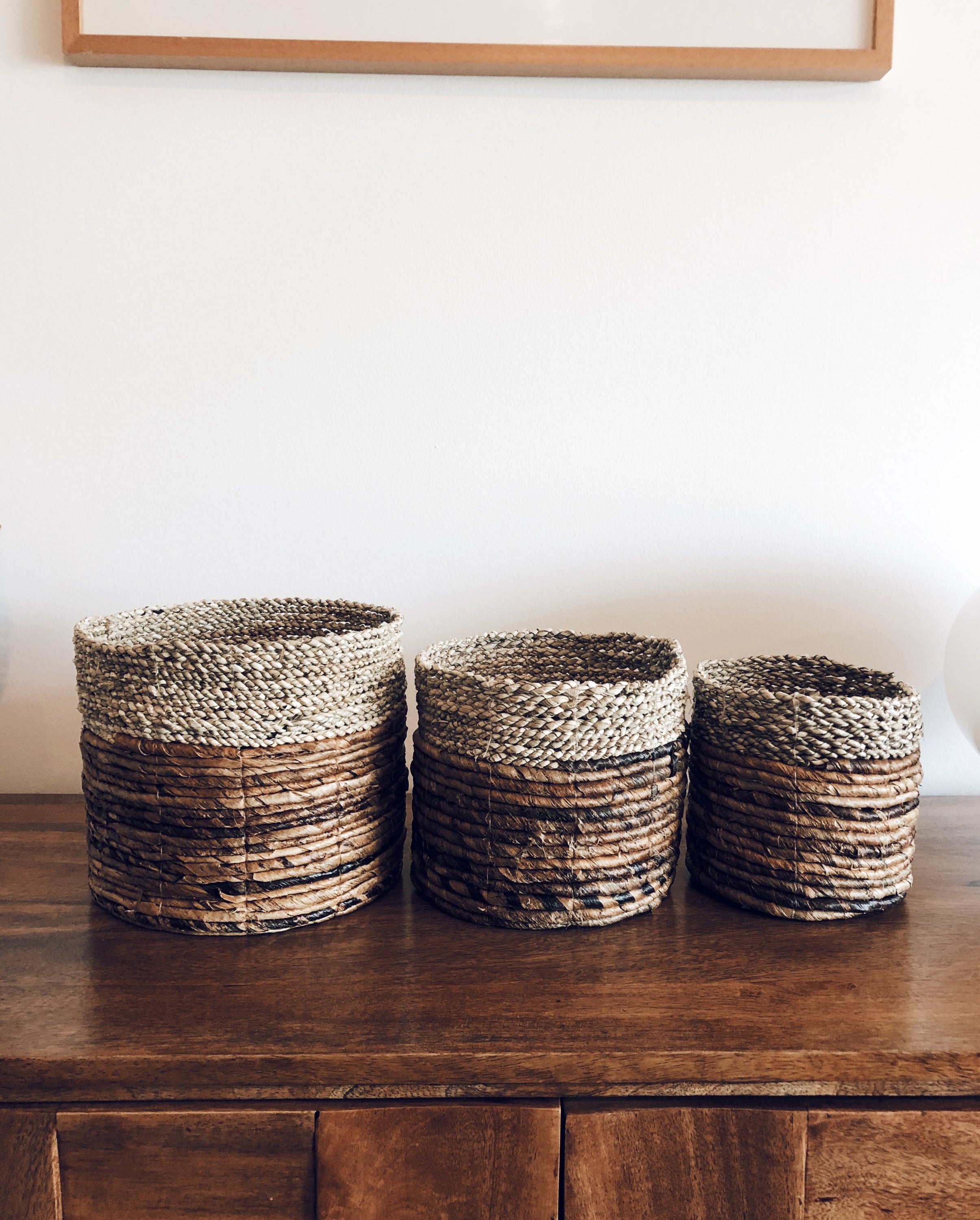 Large Asmara Basket Natural with intricate artisan patterns, perfect for plant pot cover or storage.