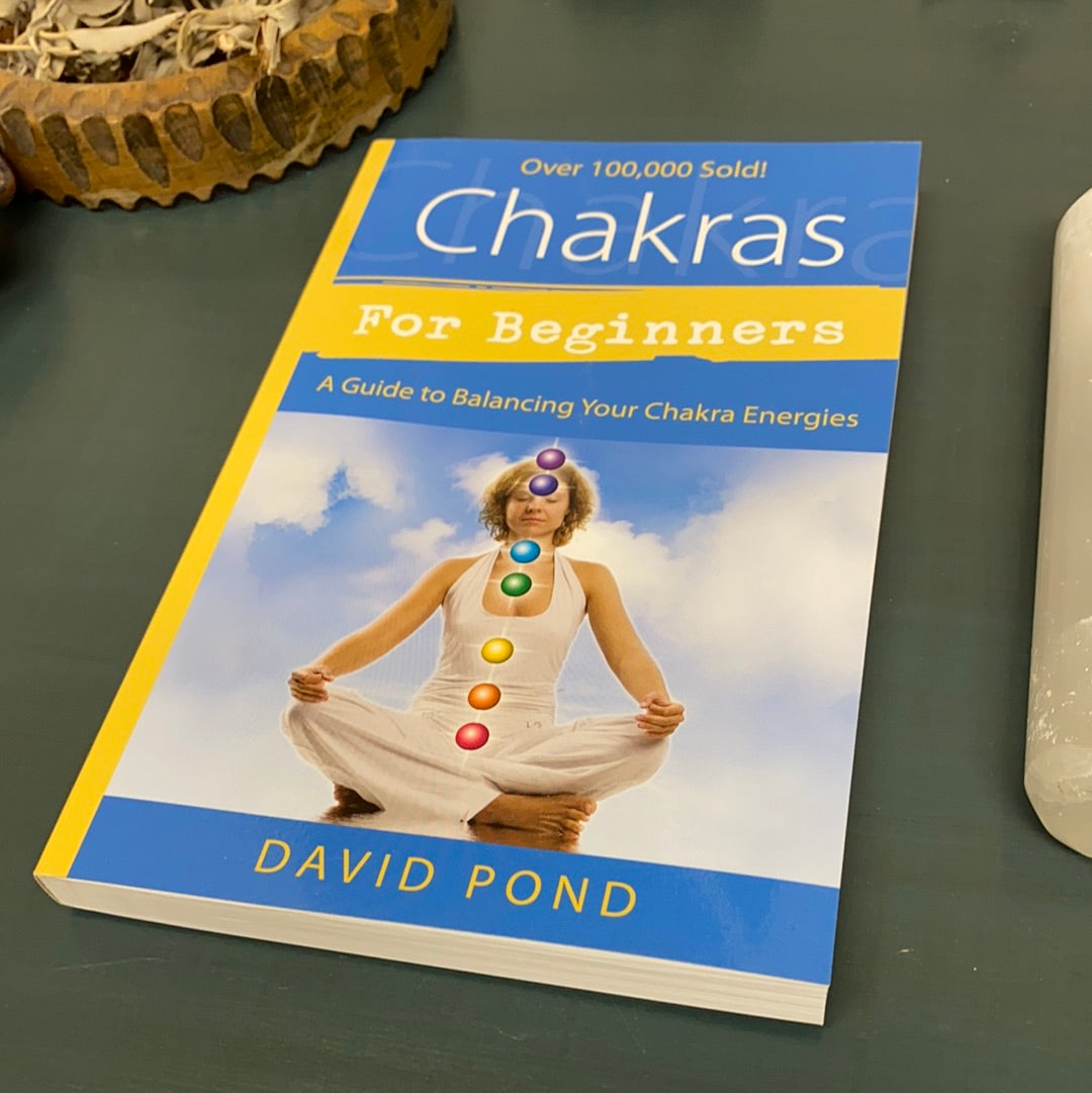 Cover of 'Chakra For Beginners' book by David Pond, featuring vibrant chakra colors and symbols.