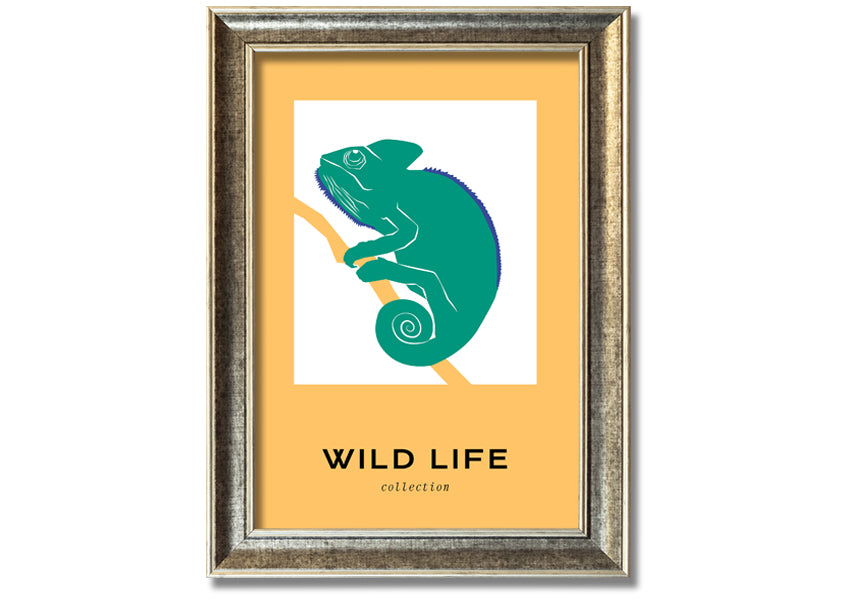 Chameleon Charm framed print showcasing vibrant colors and intricate details, ready to hang.