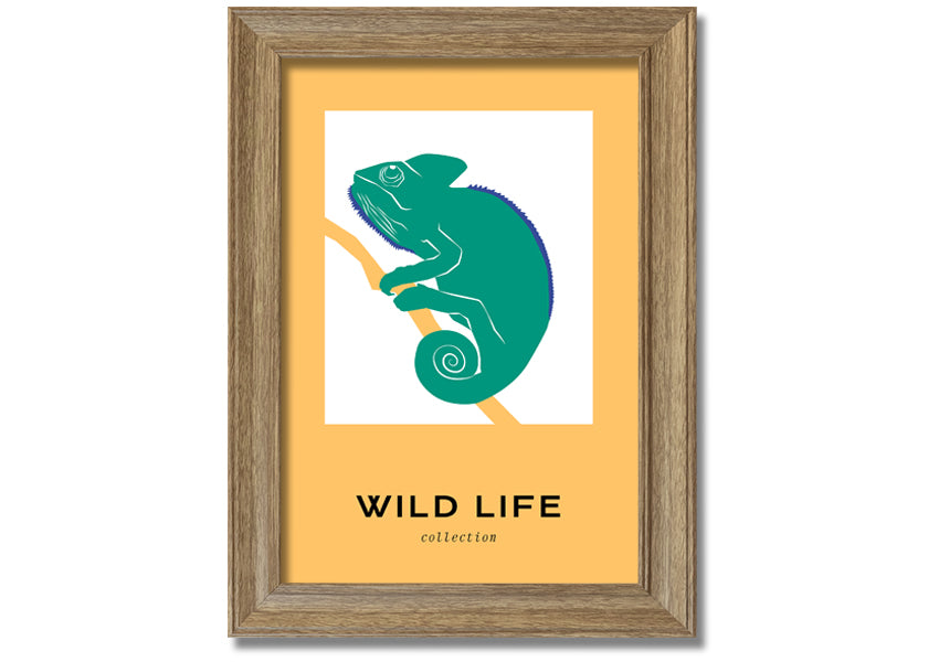 Chameleon Charm framed print showcasing vibrant colors and intricate details, ready to hang.