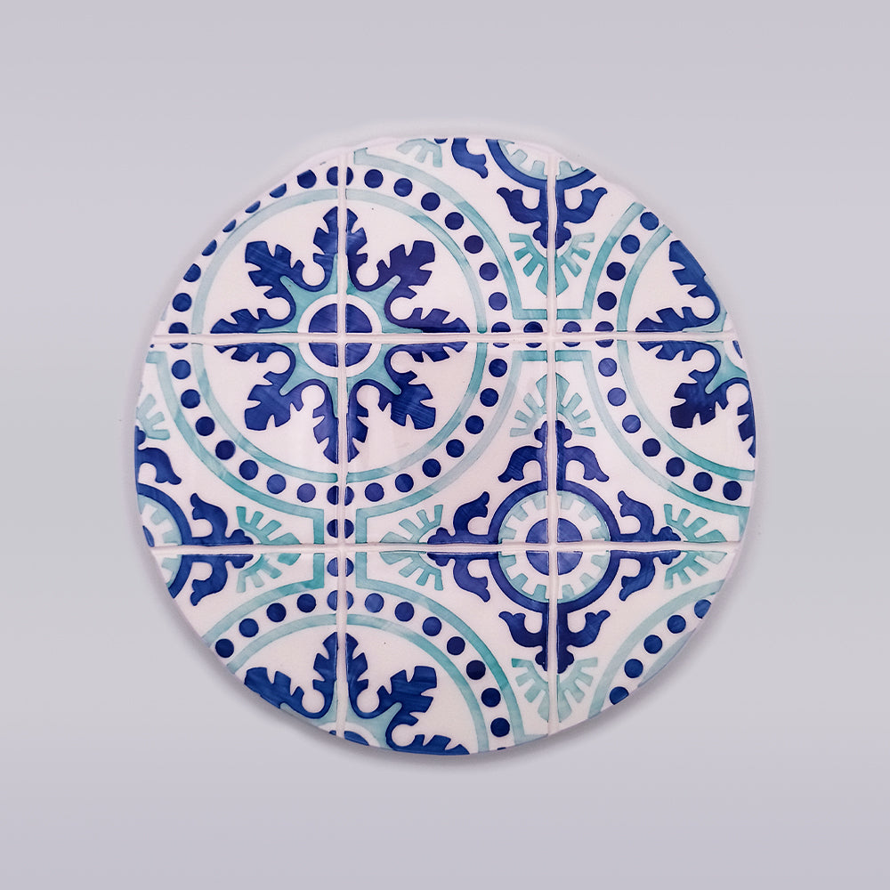 Chaves Ceramic Tile Trivet featuring hand-painted designs, perfect for protecting surfaces.