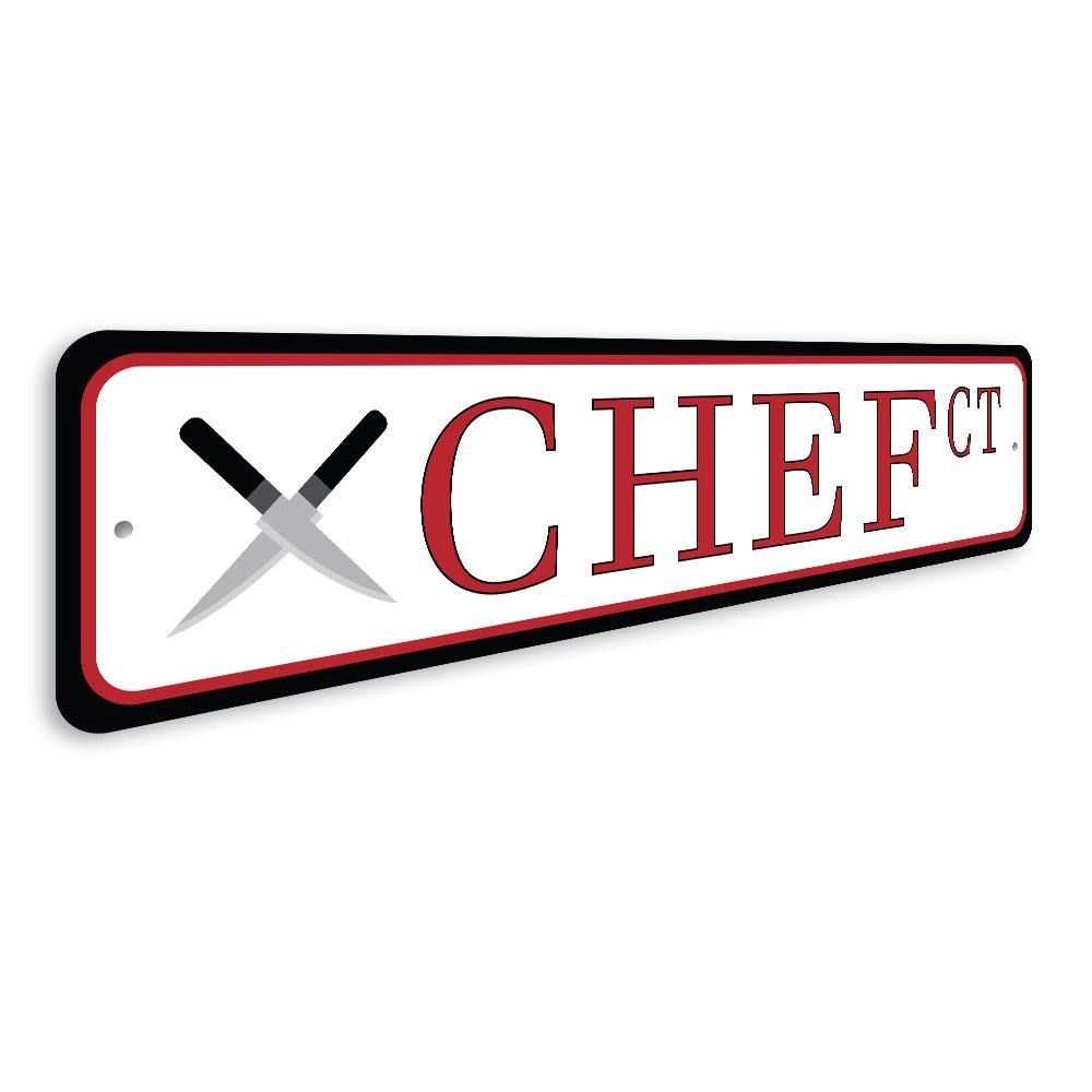 Chef Street Sign made of quality aluminum, featuring a stylish design perfect for kitchen decor.