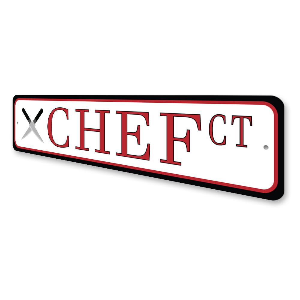 Chef Street Sign made of quality aluminum, featuring a stylish design perfect for kitchen decor.