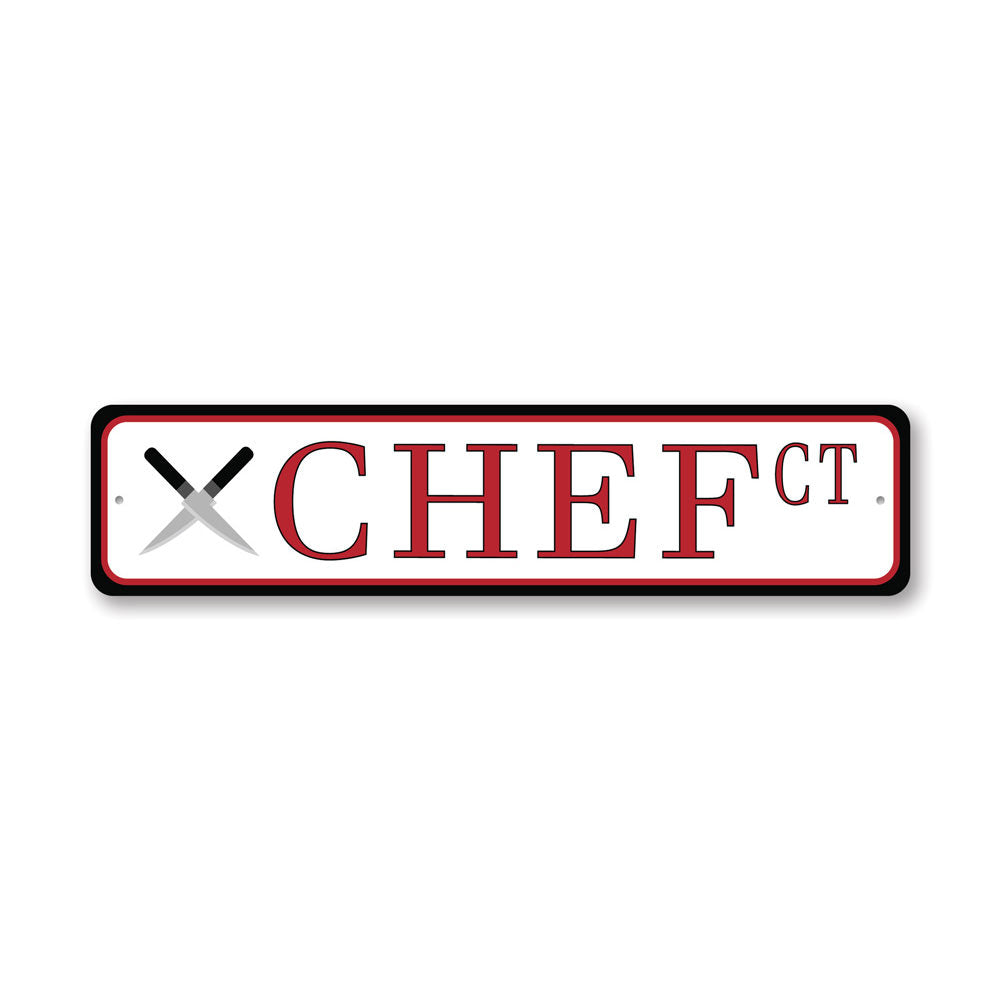 Chef Street Sign made of quality aluminum, featuring a stylish design perfect for kitchen decor.