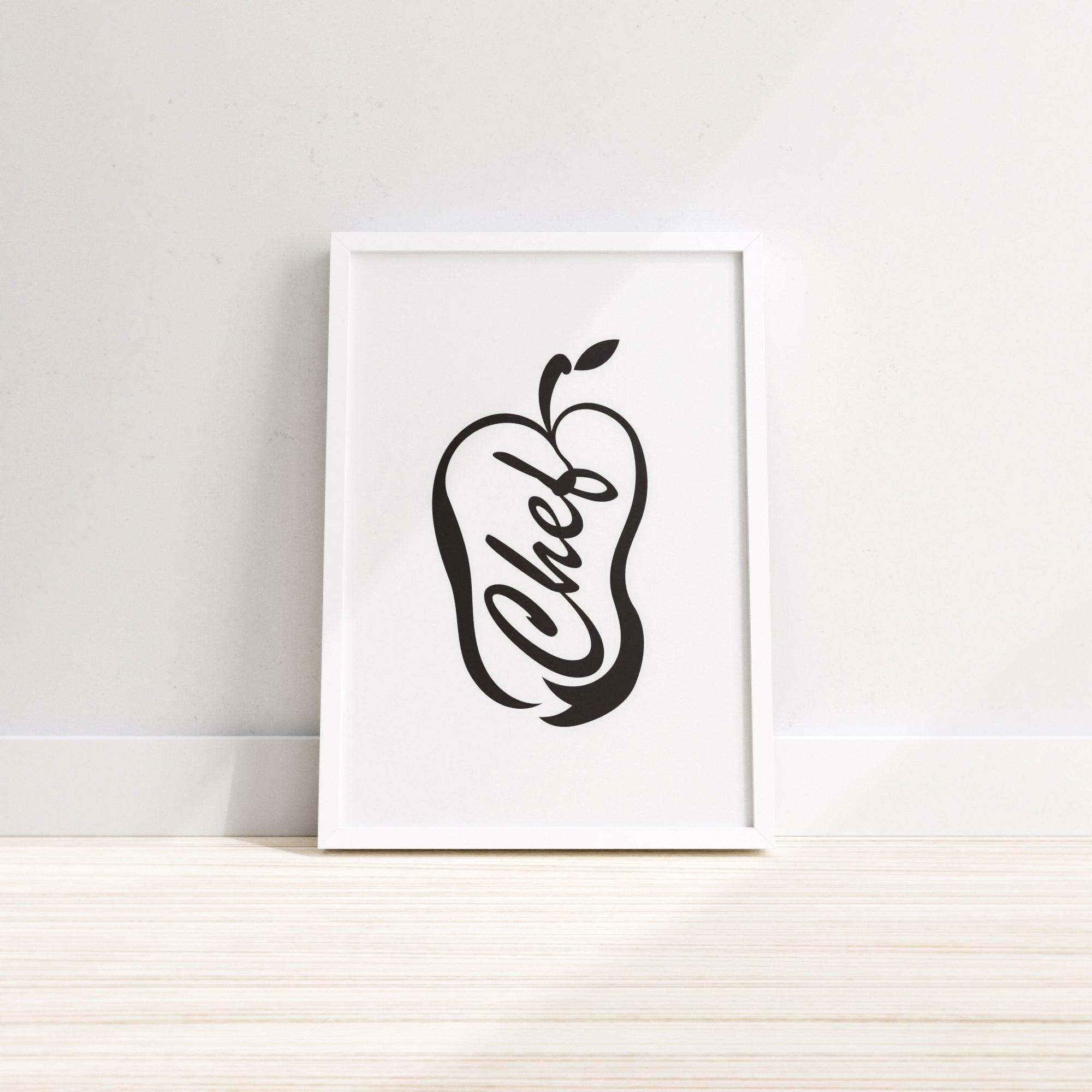 Chef Wall Print featuring creative kitchen-themed design on premium paper, ideal for wall decor.