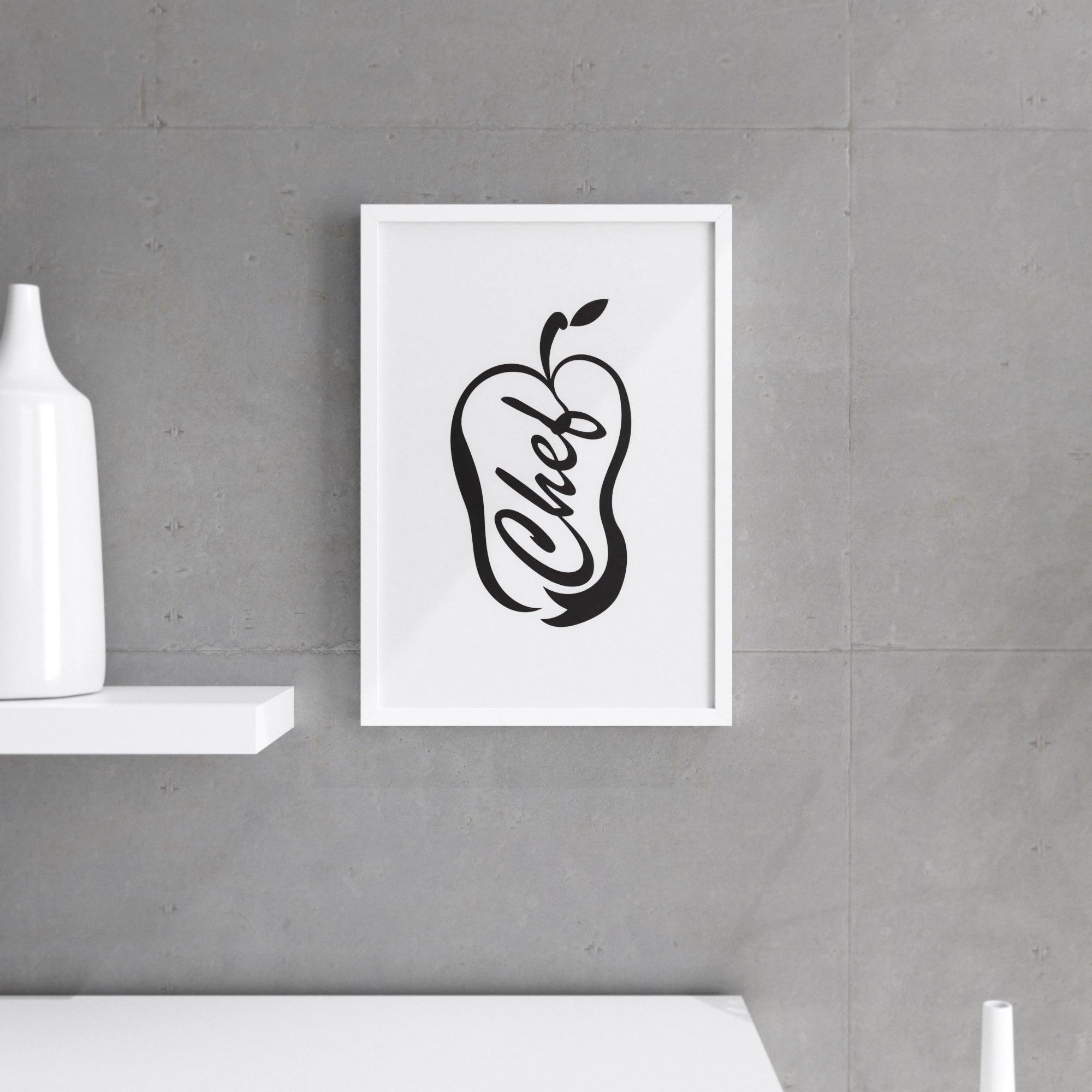 Chef Wall Print featuring creative kitchen-themed design on premium paper, ideal for wall decor.