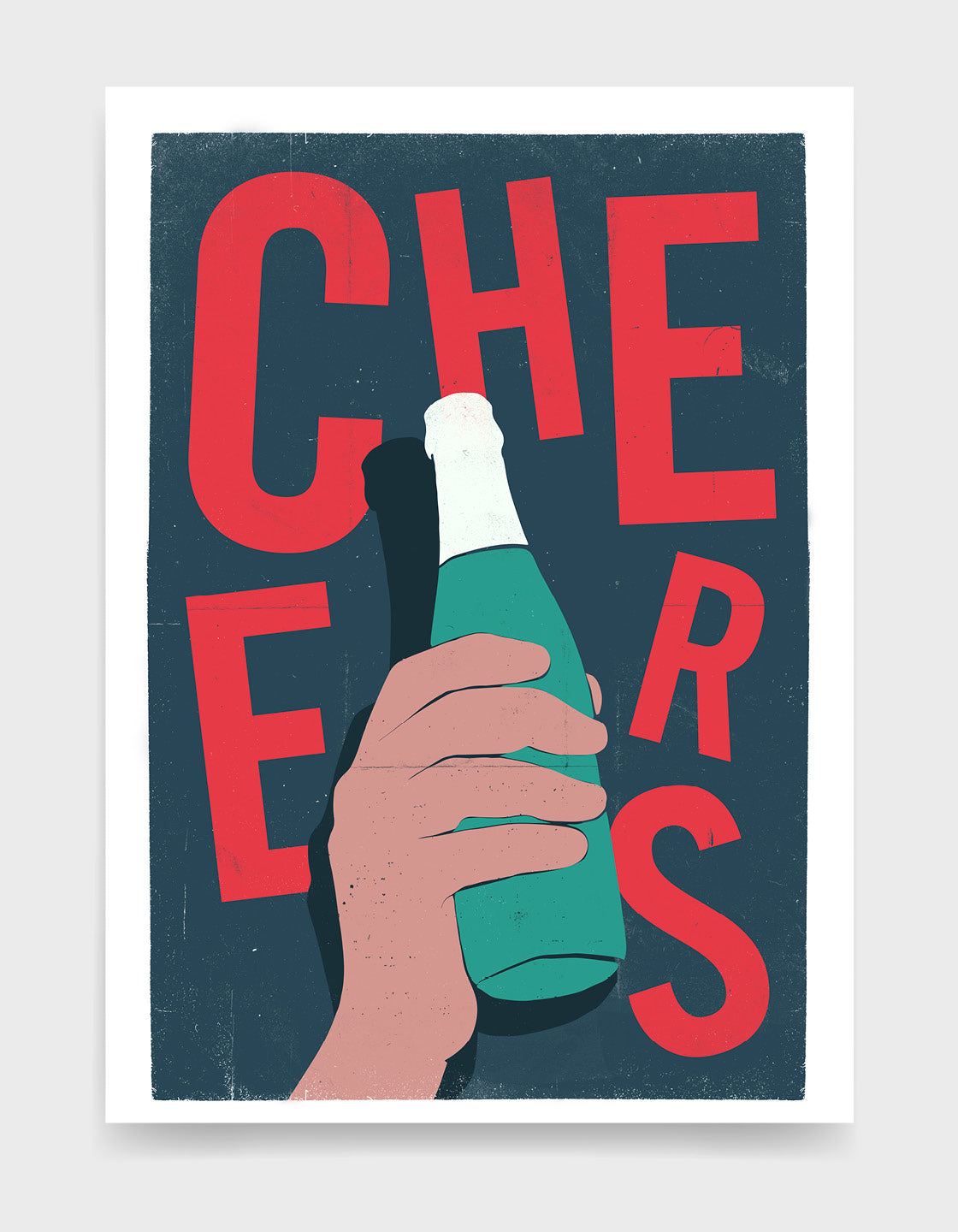 A vibrant Cheers beer poster designed for home bar decor, featuring colorful graphics and a fun theme.