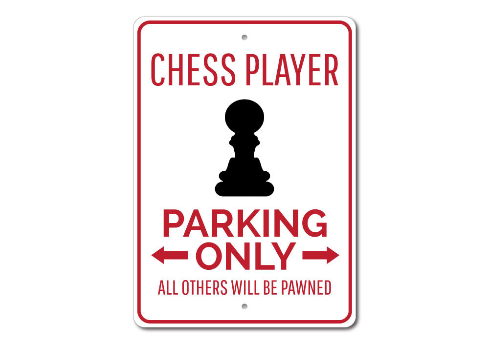 A colorful Chess Parking Sign made of durable aluminum, featuring a unique design for reserved parking.