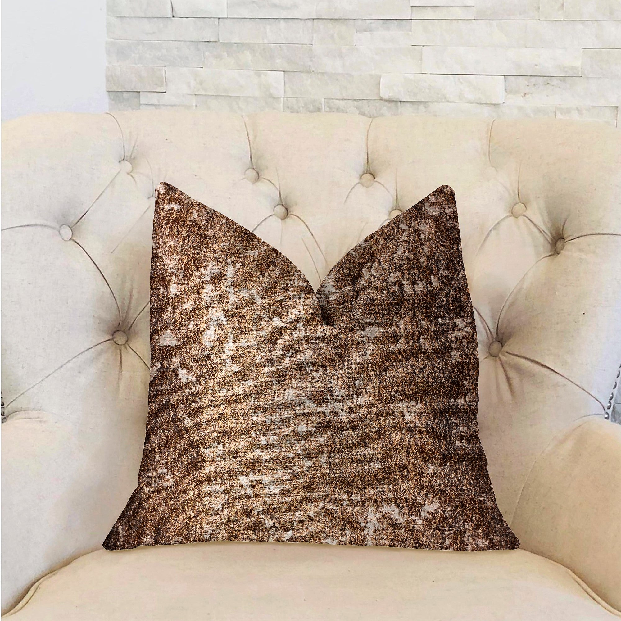 Chestnut Crush Brown Luxury Throw Pillow with paisley pattern, featuring a rich brown color and invisible zipper enclosure.