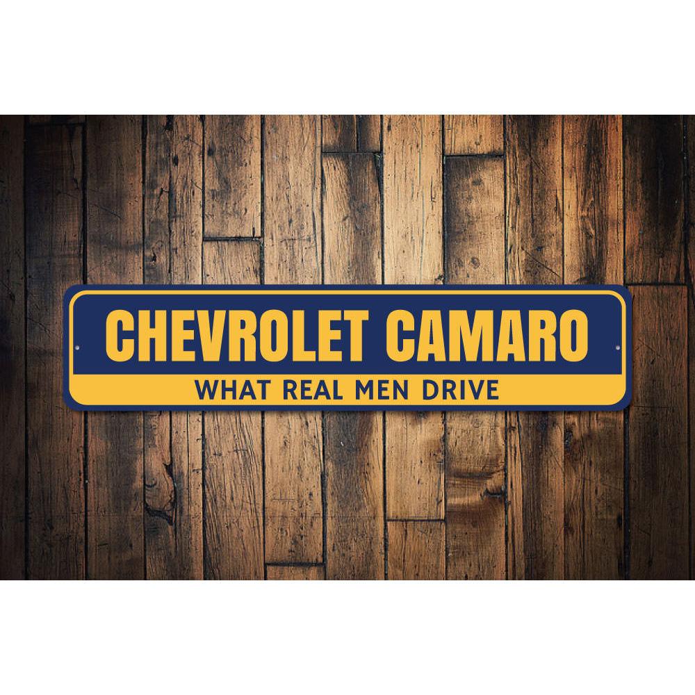 "Chevrolet Camaro sign on wood"