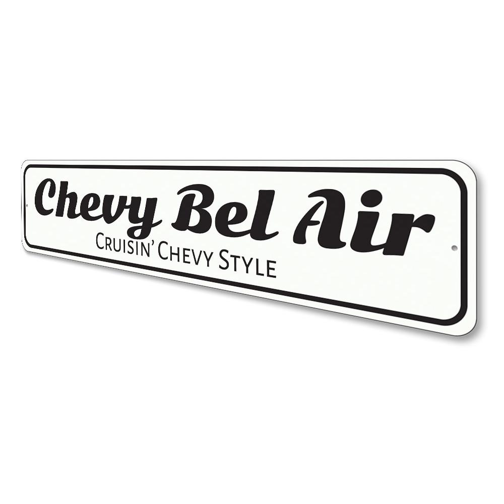 Customizable Chevy Bel Air sign made from high-quality aluminum, perfect for garages and man caves.