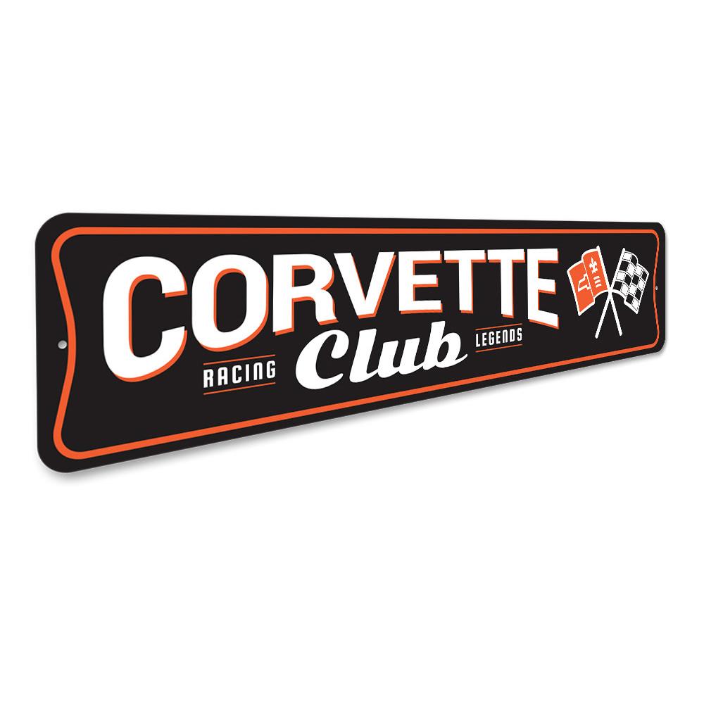 Chevy Corvette Club Sign made of high-quality aluminum, featuring vibrant colors and a sleek design, perfect for car enthusiasts.