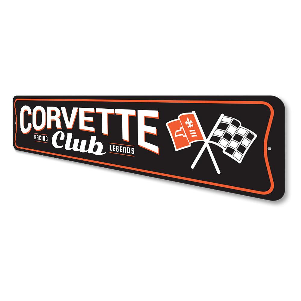 Chevy Corvette Club Sign made of high-quality aluminum, featuring vibrant colors and a sleek design, perfect for car enthusiasts.