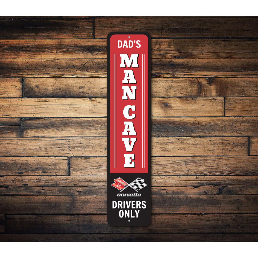 Chevy Corvette Man Cave Sign made of high-quality aluminum, featuring vibrant colors and a sleek design, perfect for car enthusiasts.