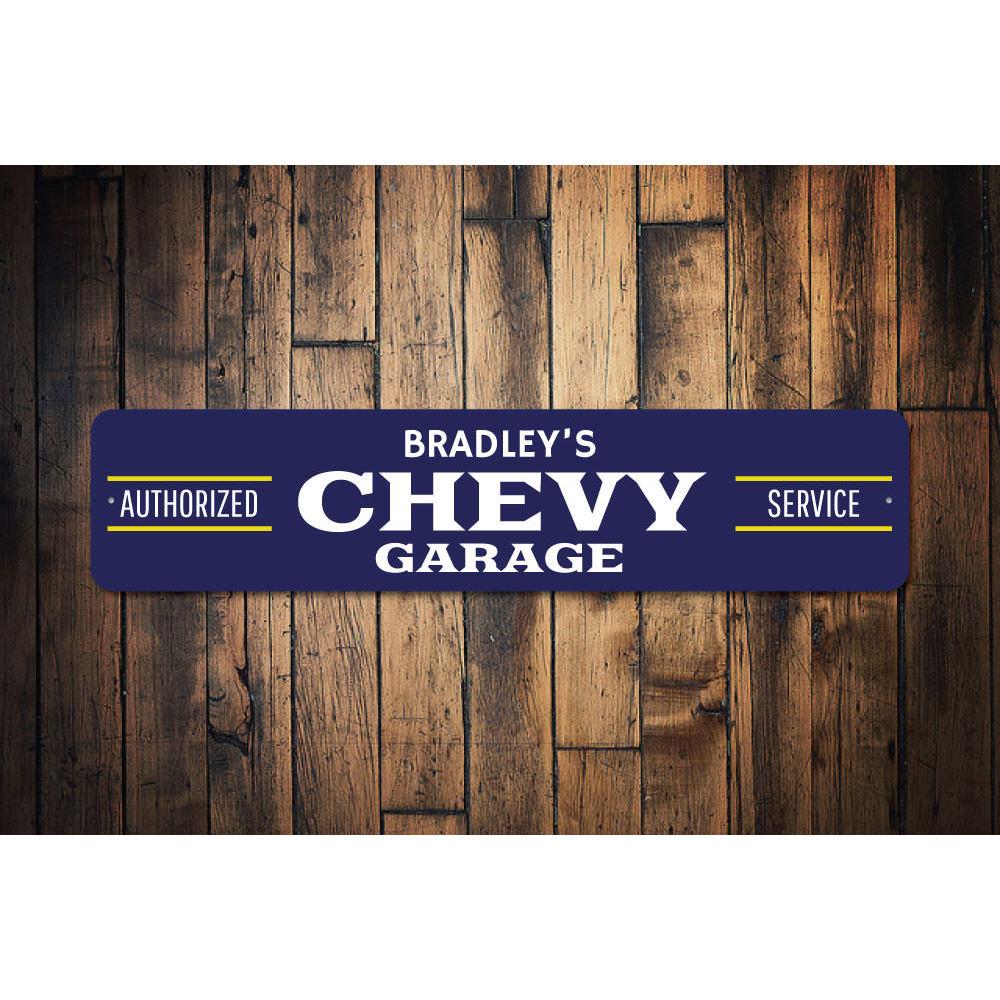 Customizable Chevy sign made of high-quality aluminum, perfect for garages and man caves.