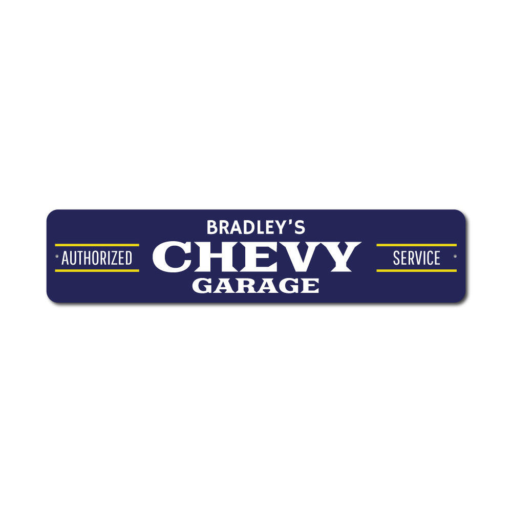 Customizable Chevy sign made of high-quality aluminum, perfect for garages and man caves.