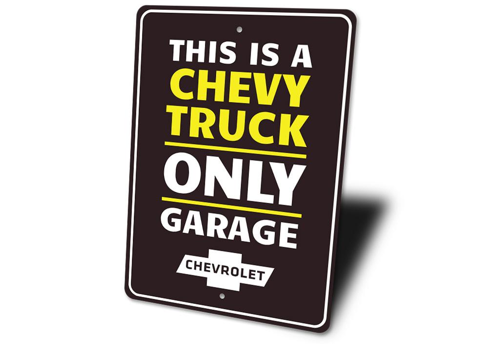 Chevy Trucks Only sign made from high-quality aluminum, featuring a bold design perfect for garages or man caves.