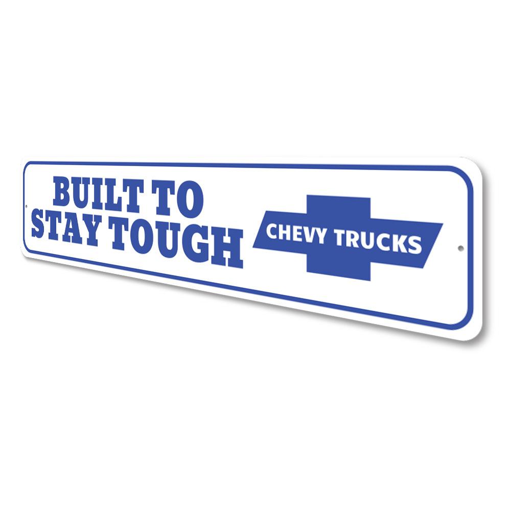 Chevy Trucks Sign made of high-quality aluminum, featuring a classic design suitable for home or garage decor.