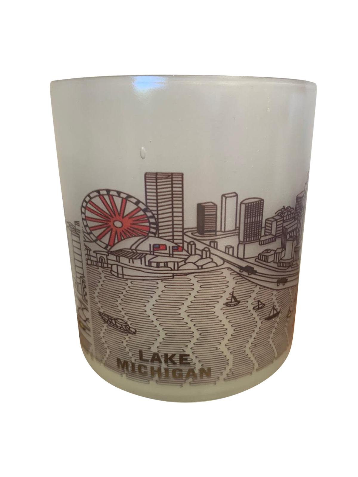 Chicago Skyline Glass Votive featuring an intricate skyline design, ideal for tealights or as a decorative piece.