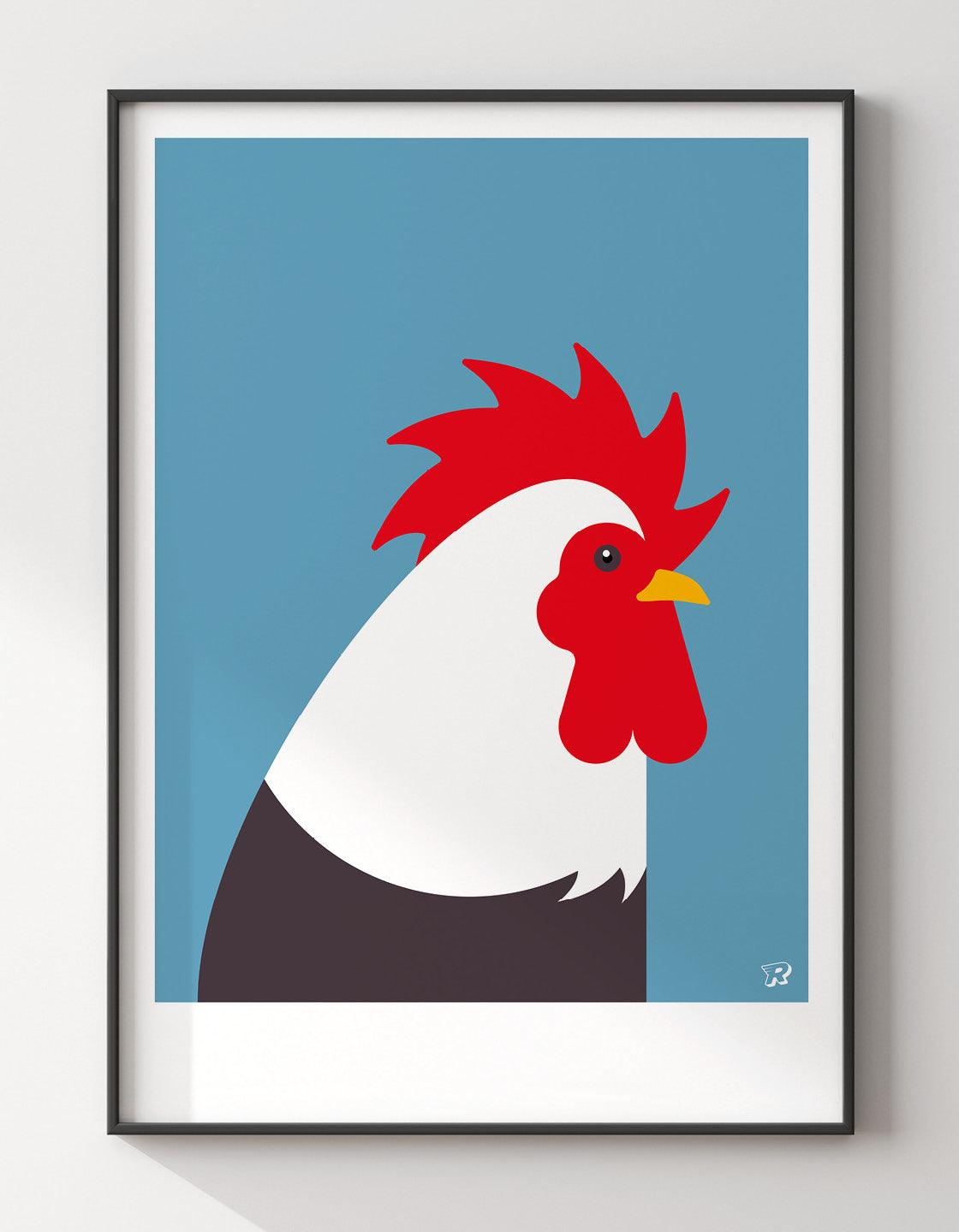 A vibrant illustration of a colorful cockerel, perfect for wall decor.