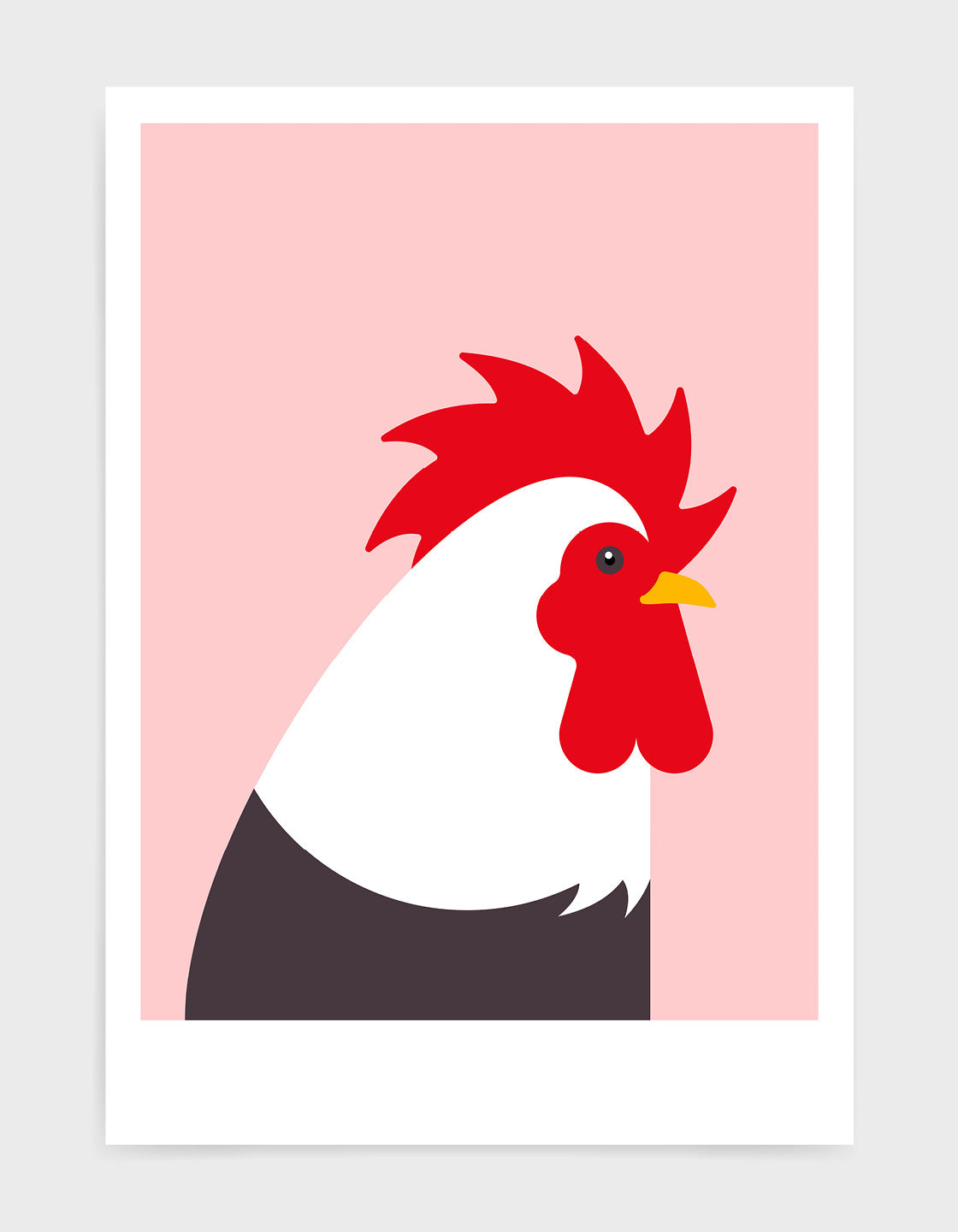 A vibrant illustration of a colorful cockerel, perfect for wall decor.